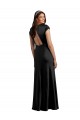 Online Negro línea A Cuello en V Satén elástico Largo Formales Vestidos de dama de honor / Vestidos de fiesta