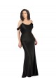 Online Negro línea A Hombros Descubiertos Satén sedoso Largo Formales Vestidos de dama de honor / Vestidos de fiesta