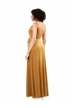 Online Oro Columna Cuello en V Terciopelo Elástico Largo Formales Vestidos de dama de honor / Vestidos de fiesta