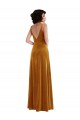 Online Oro Trompeta Cuello en V Terciopelo Elástico Largo Vestidos de dama de honor / Vestidos de fiesta