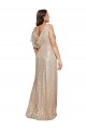 Online Oro línea A Cuello en V Lentejuela Largo Formales Vestidos de dama de honor / Vestidos de fiesta