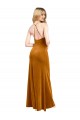 Online Oro línea A Halter Cuello Alto Terciopelo Elástico Largo Formales Vestidos de dama de honor / Vestidos de fiesta