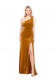 Online Oro línea A Un Hombre Terciopelo Elástico Largo Formales Vestidos de dama de honor / Vestidos de fiesta