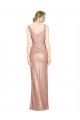 Online Oro rosa Cubierta Cuello en V Lentejuela Largo Formales Vestidos de dama de honor / Vestidos de fiesta