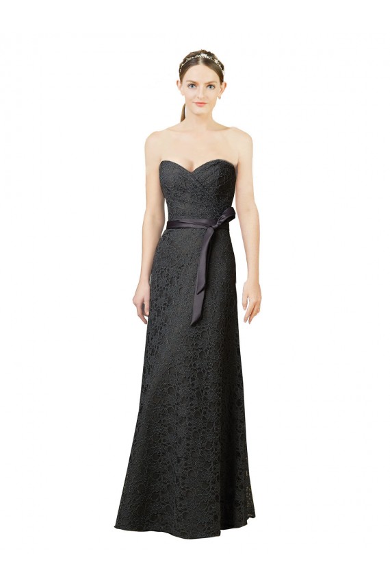 Online Pizarra gris Cubierta Cuello de Corazón Encaje Largo Vestidos de dama de honor