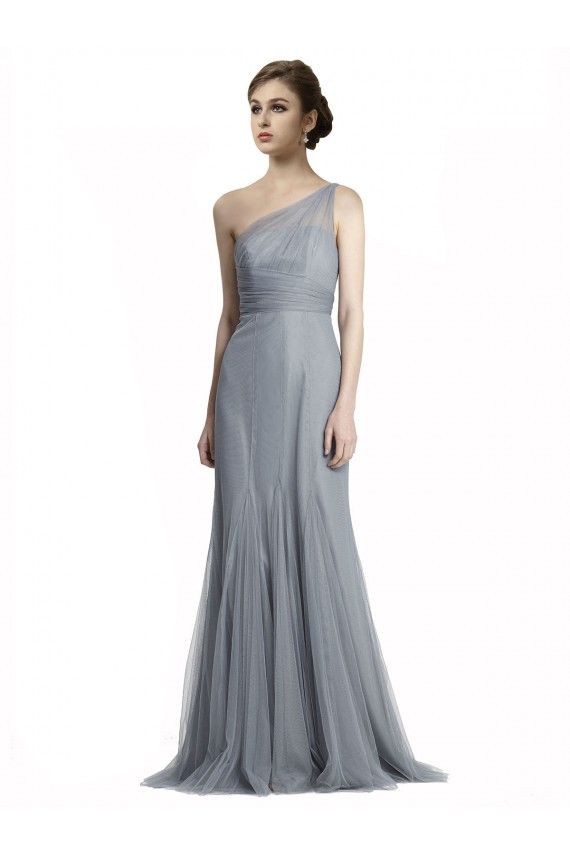 Online Pizarra gris Sirena Un Hombre Tul Largo Vestidos de dama de honor