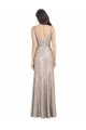 Online Plata Cubierta Cuello en V Cuello Alto Lentejuela Lentejuelas brillantes Largo Formales Vestidos de dama de honor / Vestidos de fiesta