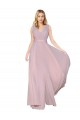 Online Primavera línea A Cuello en V Cuello Alto Gasa Largo Formales Vestidos de dama de honor / Vestidos de fiesta