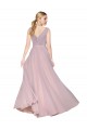 Online Primavera línea A Cuello en V Cuello Alto Gasa Largo Formales Vestidos de dama de honor / Vestidos de fiesta
