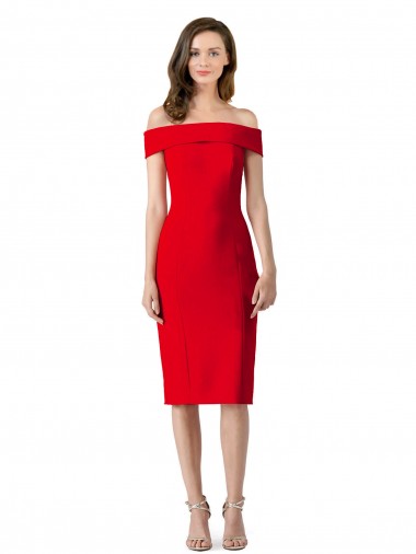 Online Rojo Cubierta Hombros Descubiertos Cóctel Crepé Elástico Corto Formales Vestidos de dama de honor / Vestidos de fiesta / Vestidos de cóctel