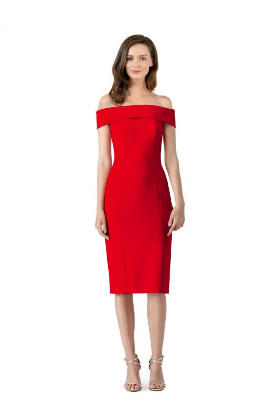 Online Rojo Cubierta Hombros Descubiertos Cóctel Crepé Elástico Corto Formales Vestidos de dama de honor / Vestidos de fiesta / Vestidos de cóctel