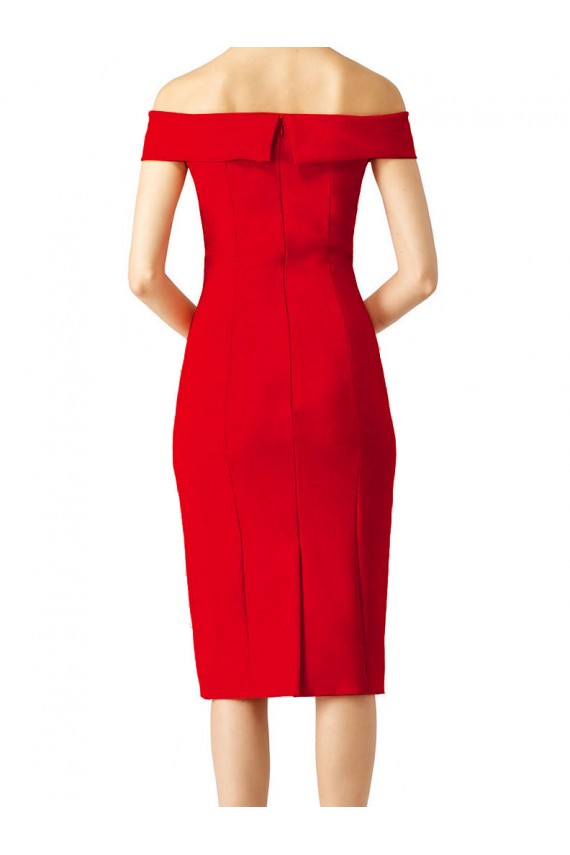 Online Rojo Cubierta Hombros Descubiertos Cóctel Crepé Elástico Corto Formales Vestidos de dama de honor / Vestidos de fiesta / Vestidos de cóctel