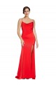 Online Rojo Cubierta Sin tirantes Satén elástico Largo Formales Vestidos de dama de honor / Vestidos de fiesta