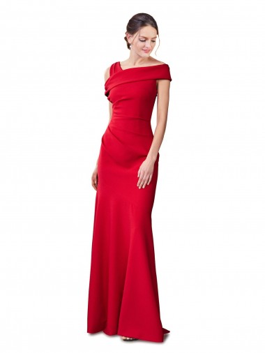 Online Rojo Sirena Crepé Elástico Largo Formales Vestidos de dama de honor / Vestidos de fiesta