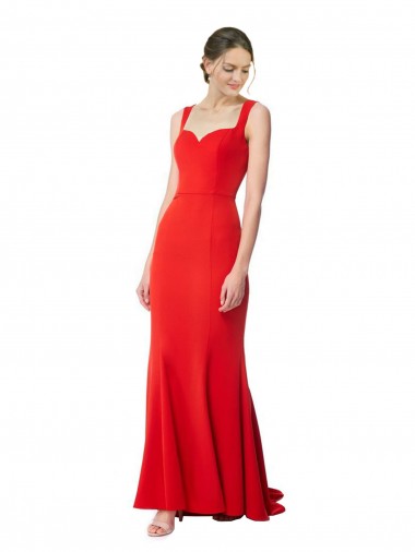 Online Rojo Sirena Cuello Alto Crepé Elástico Largo Formales Vestidos de dama de honor / Vestidos de fiesta