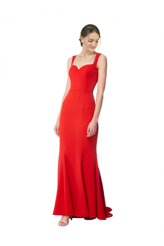 Online Rojo Sirena Cuello Alto Crepé Elástico Largo Formales Vestidos de dama de honor / Vestidos de fiesta