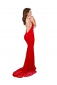 Online Rojo Sirena Cuello Alto Encaje Largo Formales Vestidos de dama de honor / Vestidos de fiesta