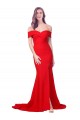 Online Rojo Sirena Cuello de Corazón Crepé Elástico Largo Formales Vestidos de dama de honor / Vestidos de fiesta