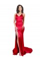 Online Rojo Sirena Cuello de Corazón Satén elástico Largo Formales Vestidos de dama de honor / Vestidos de fiesta