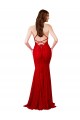 Online Rojo Sirena Cuello en V Encaje Largo Formales Vestidos de dama de honor / Vestidos de fiesta