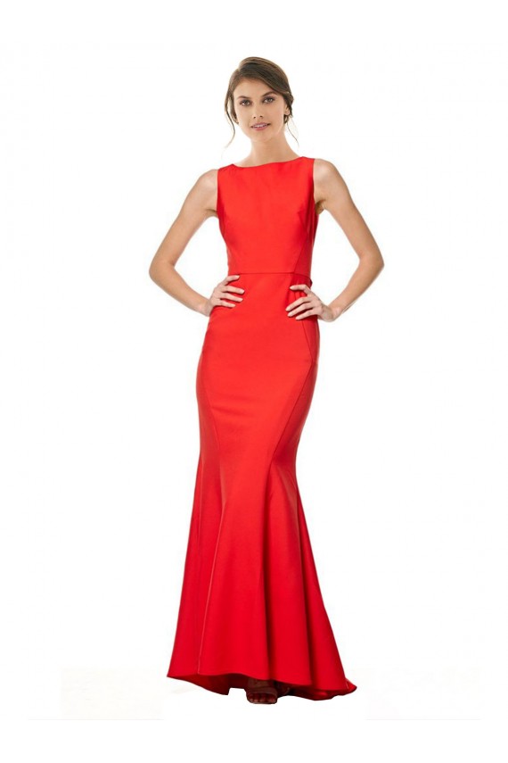 Online Rojo Sirena Halter Cuello Alto Crepé Elástico Largo Formales Vestidos de dama de honor / Vestidos de fiesta