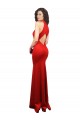 Online Rojo Sirena Halter Satén elástico Largo Formales Vestidos de dama de honor / Vestidos de fiesta