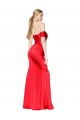Online Rojo Sirena Hombros Descubiertos Satén elástico Largo Formales Vestidos de dama de honor / Vestidos de fiesta
