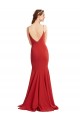 Online Rojo Sirena Tirantes espagueti Cuello en V Crepé Elástico Largo Formales Vestidos de dama de honor / Vestidos de fiesta