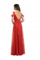 Online Rojo línea A Cuello de Corazón Tul Largo Vestidos de dama de honor