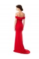 Online Rojo línea A Hombros Descubiertos Crepé Elástico Largo Formales Vestidos de dama de honor / Vestidos de fiesta