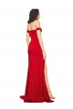 Online Rojo línea A Hombros Descubiertos Satén sedoso Largo Formales Vestidos de dama de honor / Vestidos de fiesta