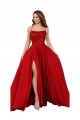 Online Rojo línea A Tirantes espagueti Cuadrado Spandex Encaje Largo Vestidos de dama de honor / Vestidos de fiesta