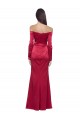 Online Rojo oscuro Cubierta Cuello de Corazón Satén elástico Largo Formales Vestidos de dama de honor / Vestidos de fiesta