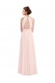 Online Rosa 42 línea A Halter Gasa Largo Vestidos de dama de honor