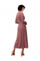 Online Rosa Canela línea A Cuello en V Midi Terciopelo Elástico Corto Vestidos de dama de honor / Vestidos de fiesta