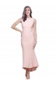 Online Rosa Cubierta Cuello Alto Midi Crepé Elástico Corto Asimétrico Formales Vestidos de dama de honor / Vestidos de fiesta / Vestidos de cóctel