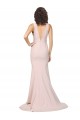 Online Rosa Cubierta Cuello en V Barrer tren Crepé Elástico Largo Formales Vestidos de dama de honor / Vestidos de fiesta