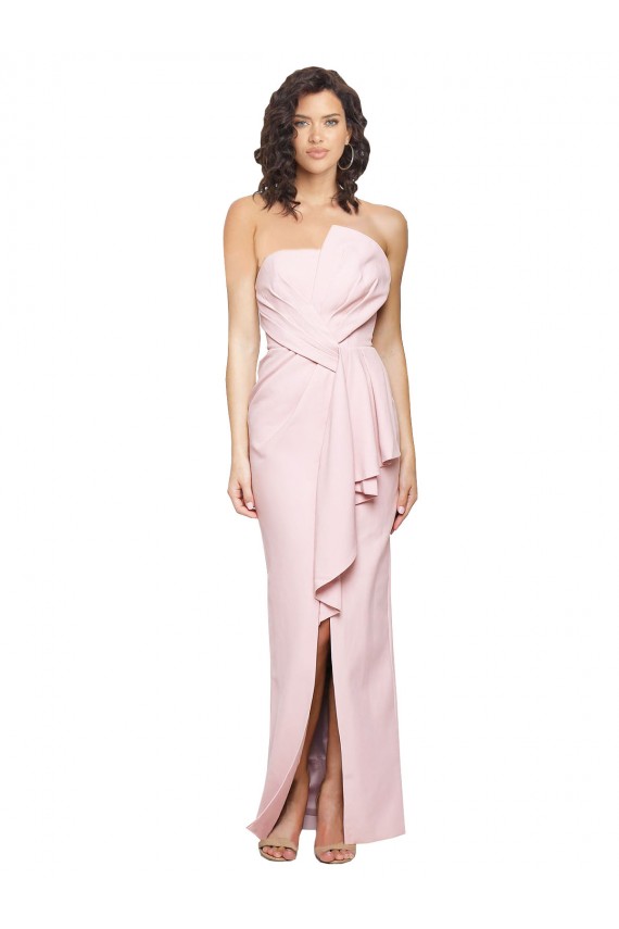 Online Rosa Cubierta Sin tirantes Crepé Elástico Largo Formales Vestidos de dama de honor / Vestidos de fiesta