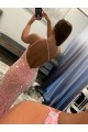 Online Rosa Cubierta Un Hombre Barrer tren Lentejuelas Terciopelo Largo Vestidos de fiesta