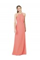 Online Rosa Del Desierto Cubierta Halter Gasa Largo Vestidos de dama de honor