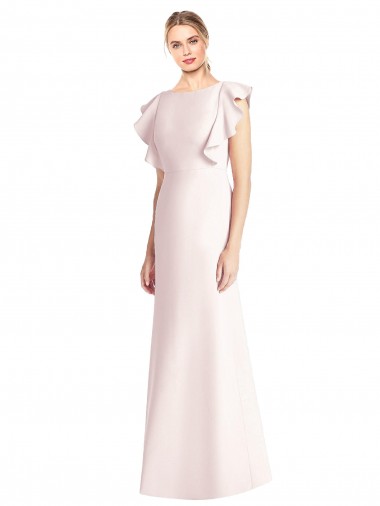Online Rosa Trompeta Barco Crepé Elástico Largo Vestidos de dama de honor / Vestidos de fiesta