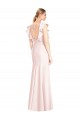 Online Rosa Trompeta Barco Crepé Elástico Largo Vestidos de dama de honor / Vestidos de fiesta