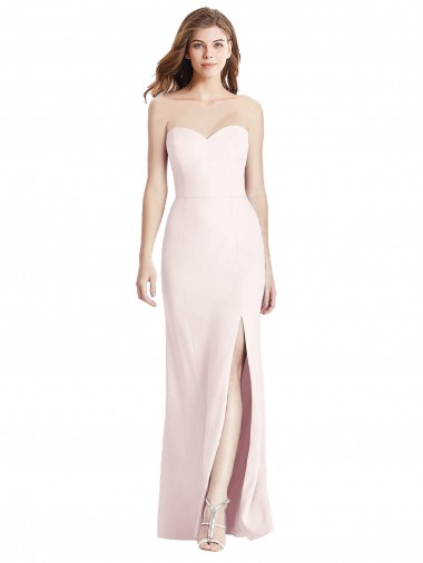 Online Rosa Trompeta Cuello de Corazón Sin tirantes Crepé Elástico Largo Vestidos de dama de honor / Vestidos de fiesta