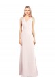 Online Rosa Trompeta Cuello en V Crepé Elástico Largo Vestidos de dama de honor / Vestidos de fiesta