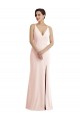 Online Rosa Trompeta Cuello en V Crepé Elástico Largo Formales Vestidos de dama de honor / Vestidos de fiesta
