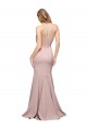 Online Rosa empolvado Cubierta Cuello Alto Barrer tren Crepé Elástico Largo Formales Vestidos de dama de honor / Vestidos de fiesta