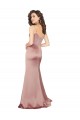 Online Rosa empolvado Cubierta Cuello en V Satén sedoso Largo Formales Vestidos de dama de honor / Vestidos de fiesta