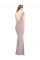 Online Rosa empolvado Sirena Cuello Barco Crepé Elástico Largo Formales Vestidos de dama de honor / Vestidos de fiesta