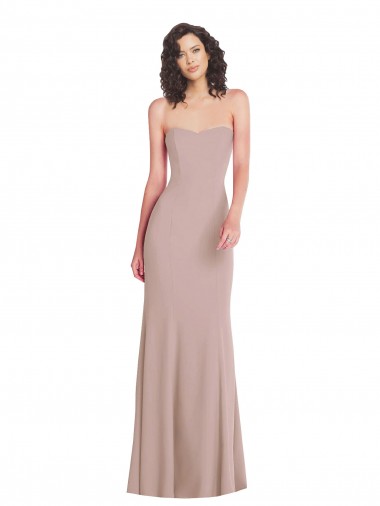 Online Rosa empolvado Sirena Cuello de Corazón Sin tirantes Crepé Elástico Largo Formales Vestidos de dama de honor / Vestidos de fiesta