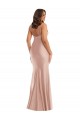 Online Rosa empolvado Sirena Cuello en V Satén sedoso Largo Formales Vestidos de dama de honor / Vestidos de fiesta